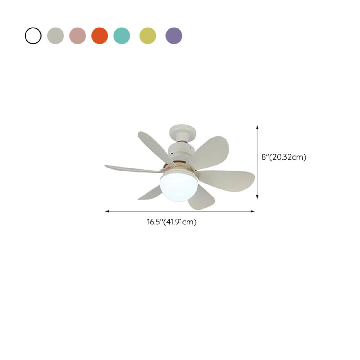 Modern White Shade 5 Blades Ceiling Fan with Light