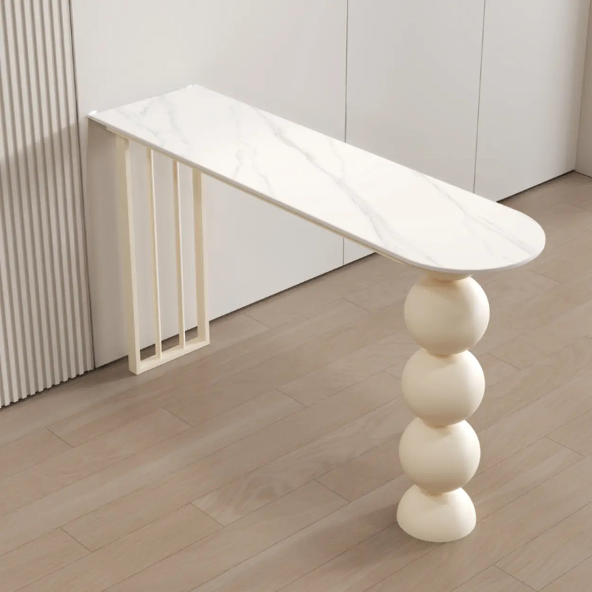 Modern White Stone Oval Artistic Ball Pedestal Bar Table Image - 3