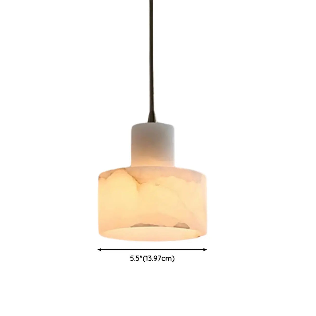 Modern White Texture Alabaster LED Cylinder Pendant Light