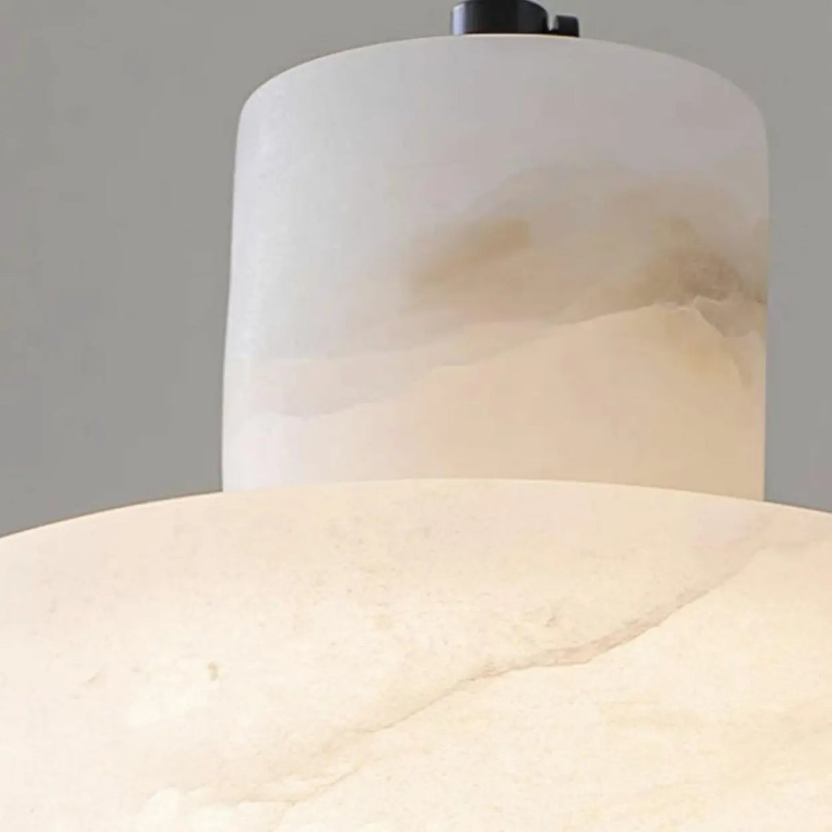 Modern White Texture Alabaster LED Cylinder Pendant Light Image - 6