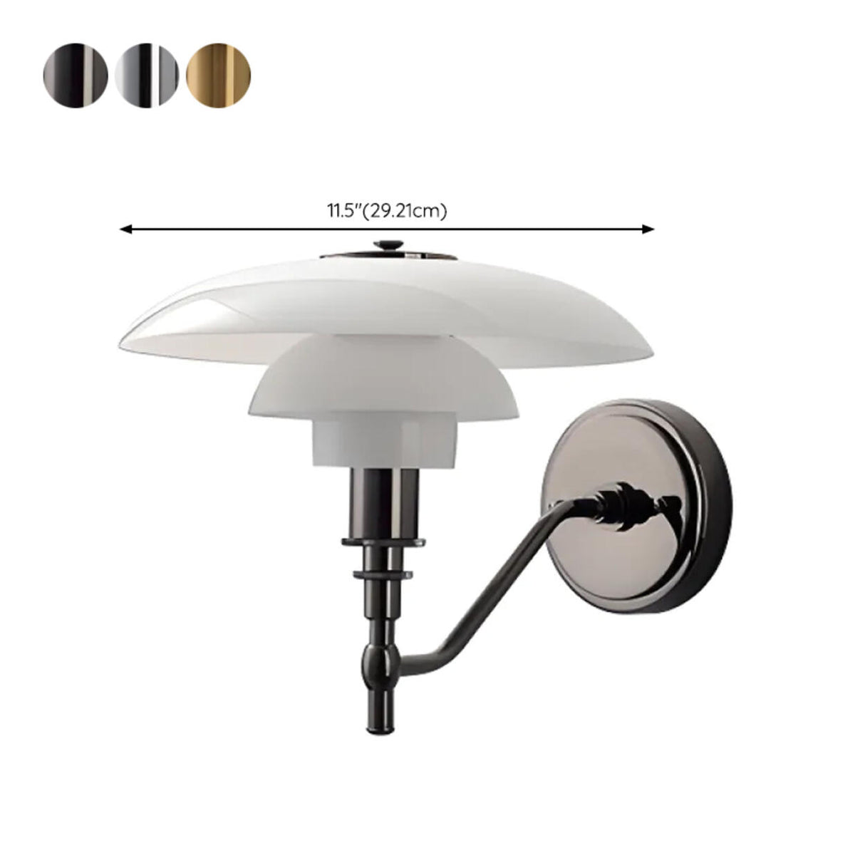 Modern White Tiered Glass and Chrome Wall Sconce