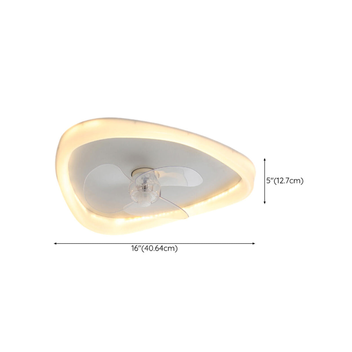 Modern White Triangular Flush Ceiling Fan with Light