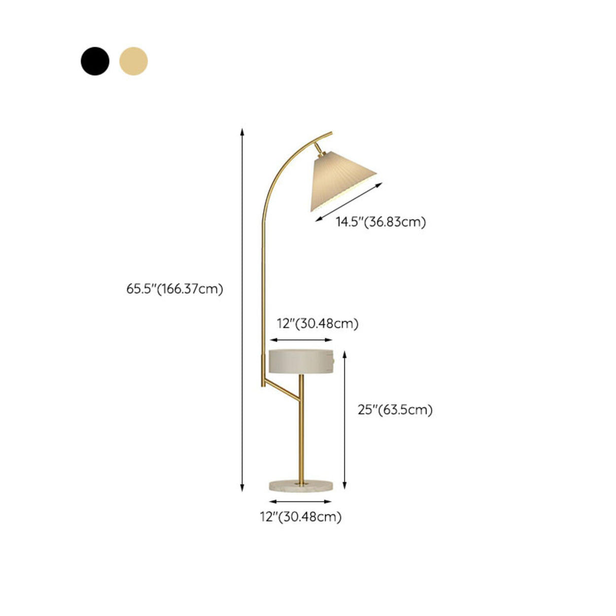 Modern White Umbrella Floor Lamp with Side Table