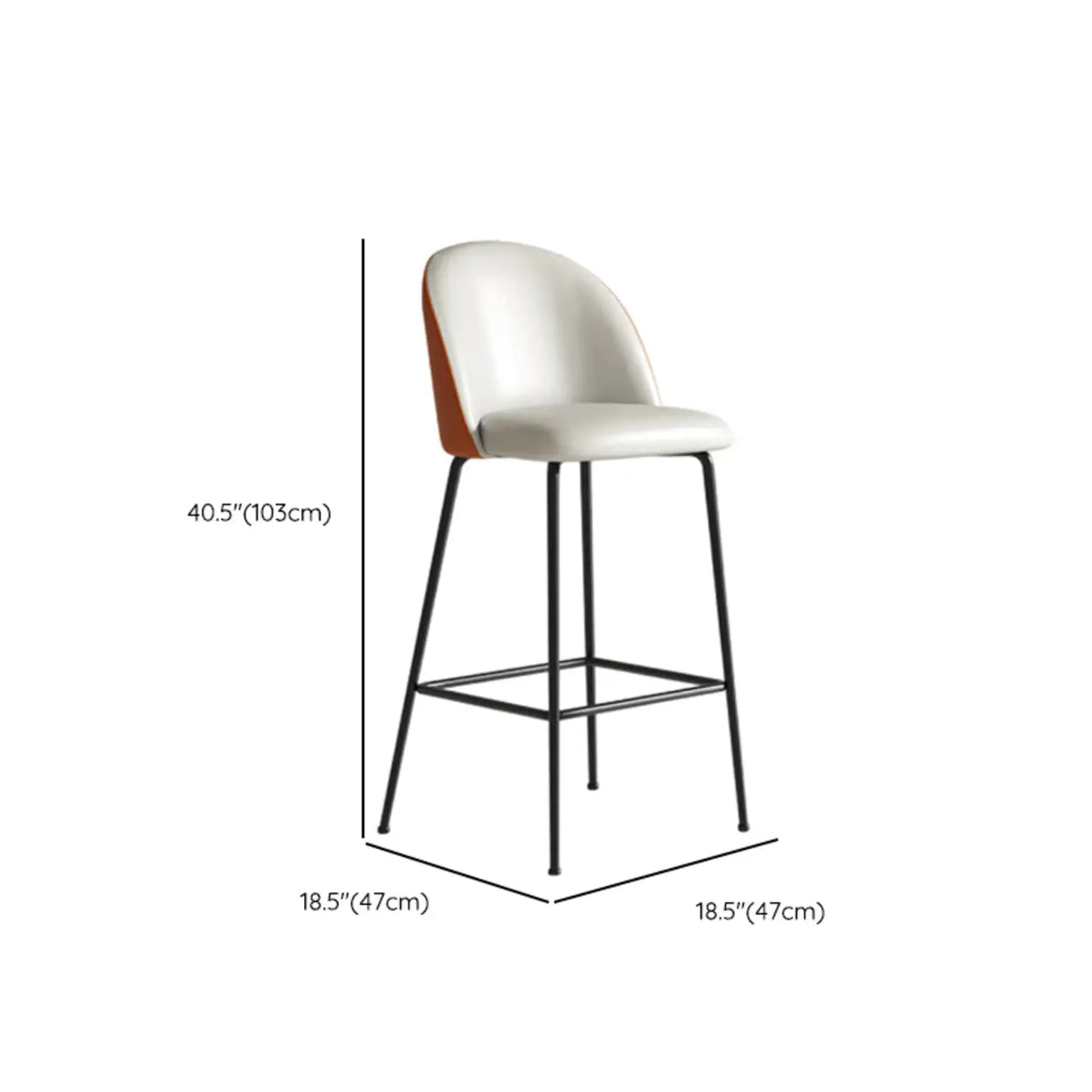Modern White Upholstered Bar Stool with Back and Footrest Image - 13