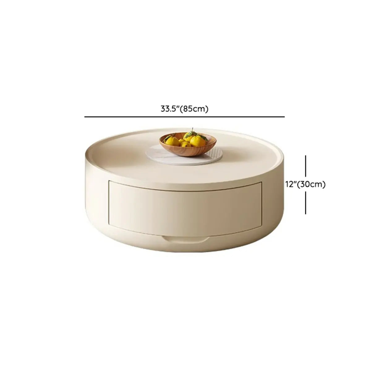 Modern White Wood Round Drawer Drum Nested Coffee Table