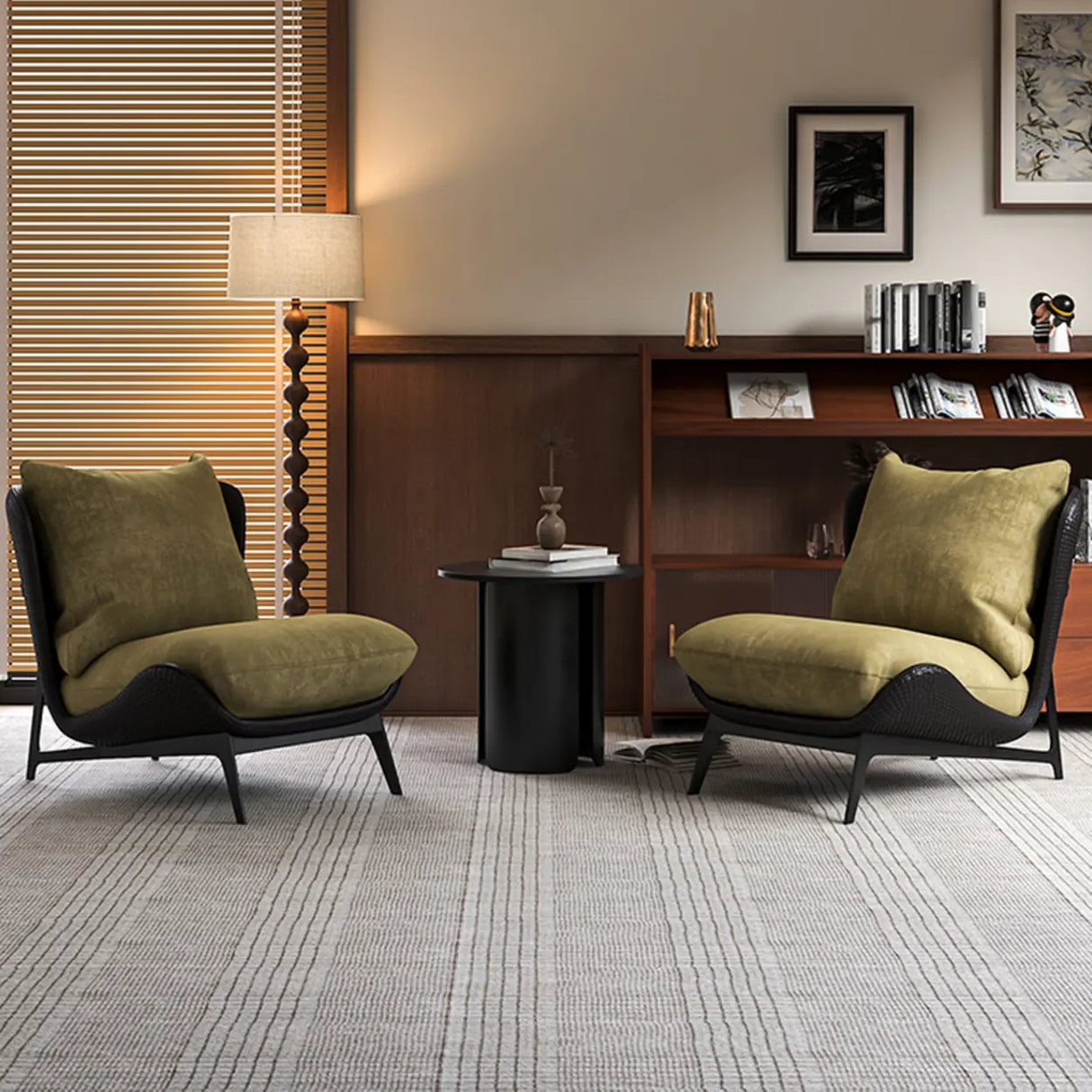 Modern Wide Removable Cushions Black Recliner Accent Chair Image - 1