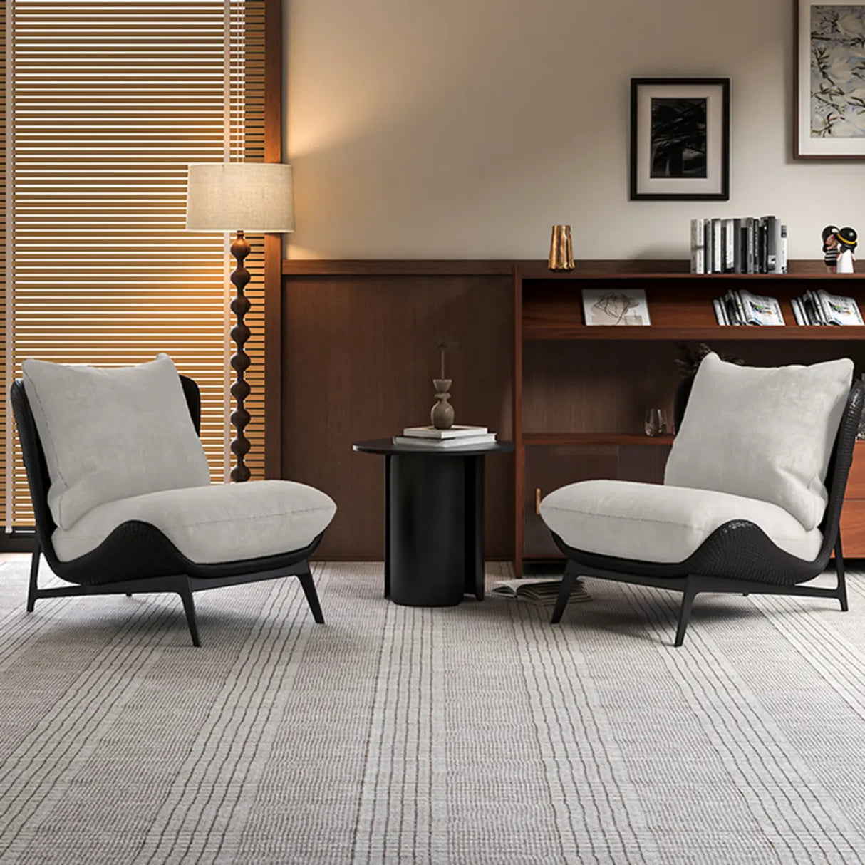 Modern Wide Removable Cushions Black Recliner Accent Chair Image - 4