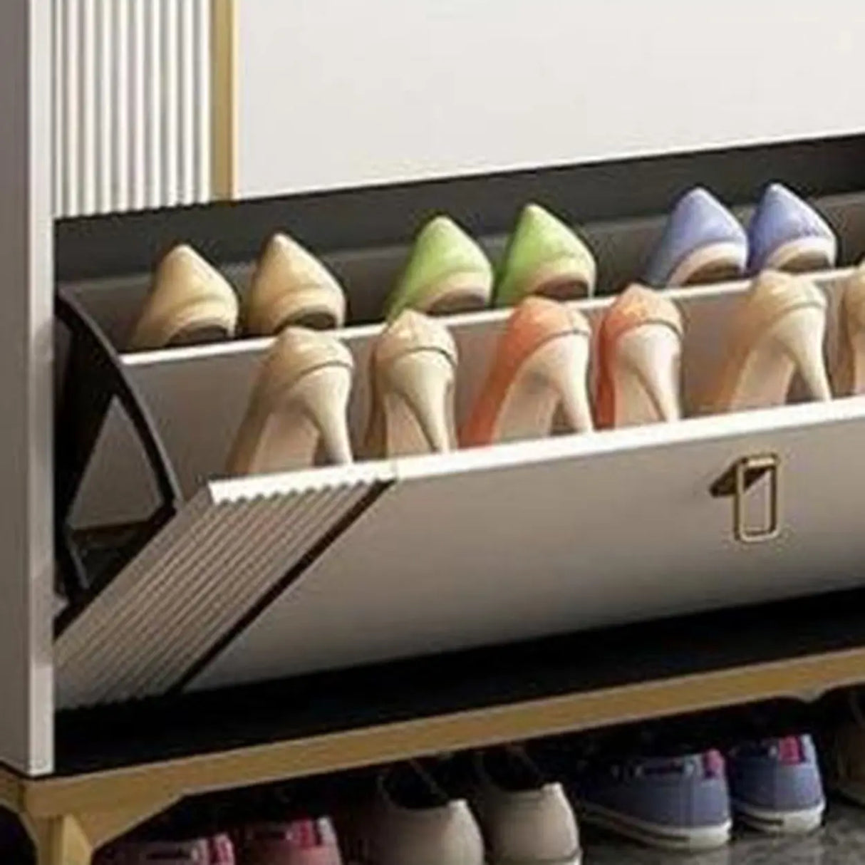 Modern Wood Adjustable Drop Front 3-Drawer Shoe Storage Image - 17