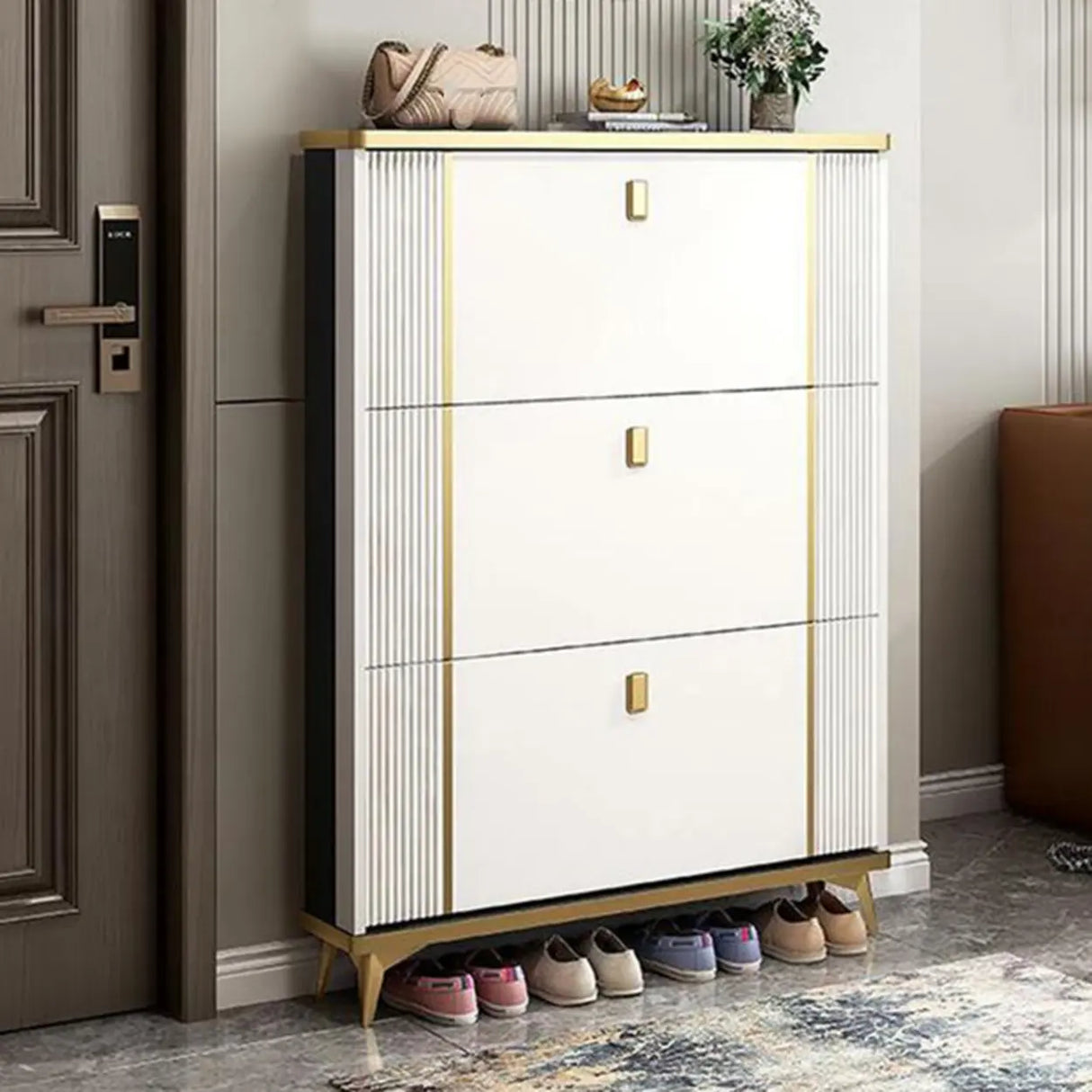 Modern Wood Adjustable Drop Front 3-Drawer Shoe Storage Image - 30