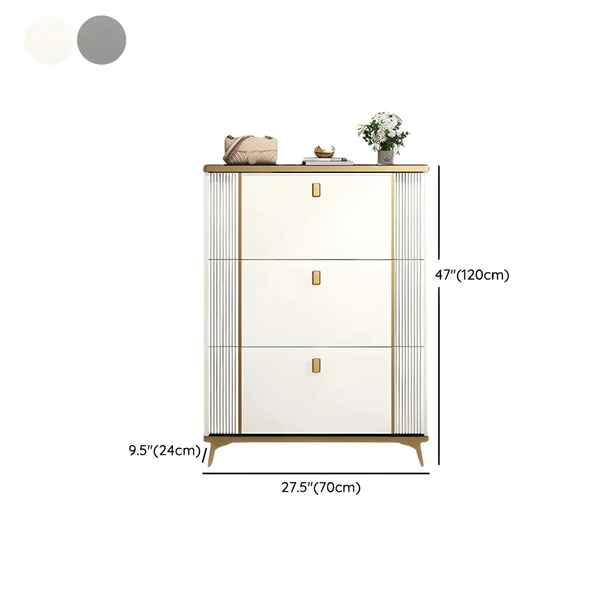 Modern Wood Adjustable Drop Front 3-Drawer Shoe Storage Image - 50