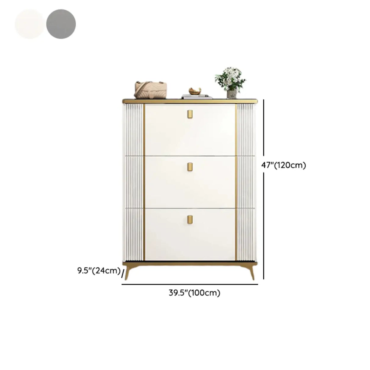 Modern Wood Adjustable Drop Front 3-Drawer Shoe Storage Image - 53