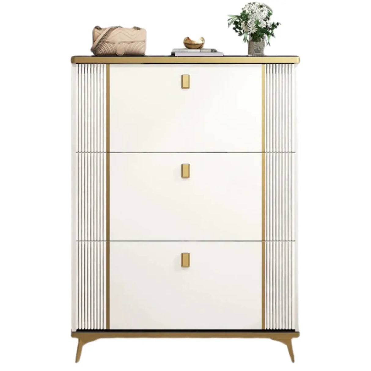 Modern Wood Adjustable Drop Front 3-Drawer Shoe Storage Image - 9