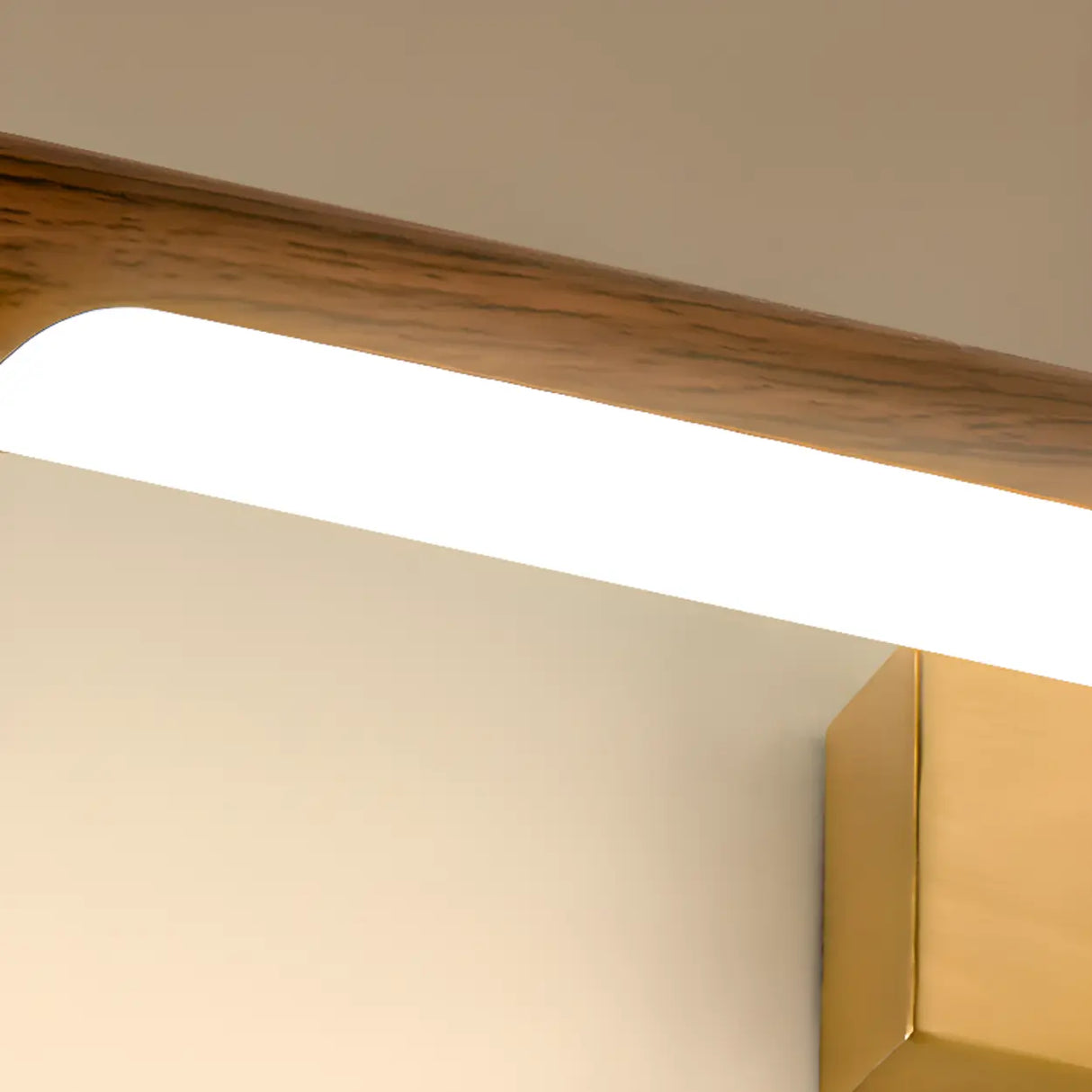 Modern Wood and Gold LED Vanity Light Fixture Image - 11
