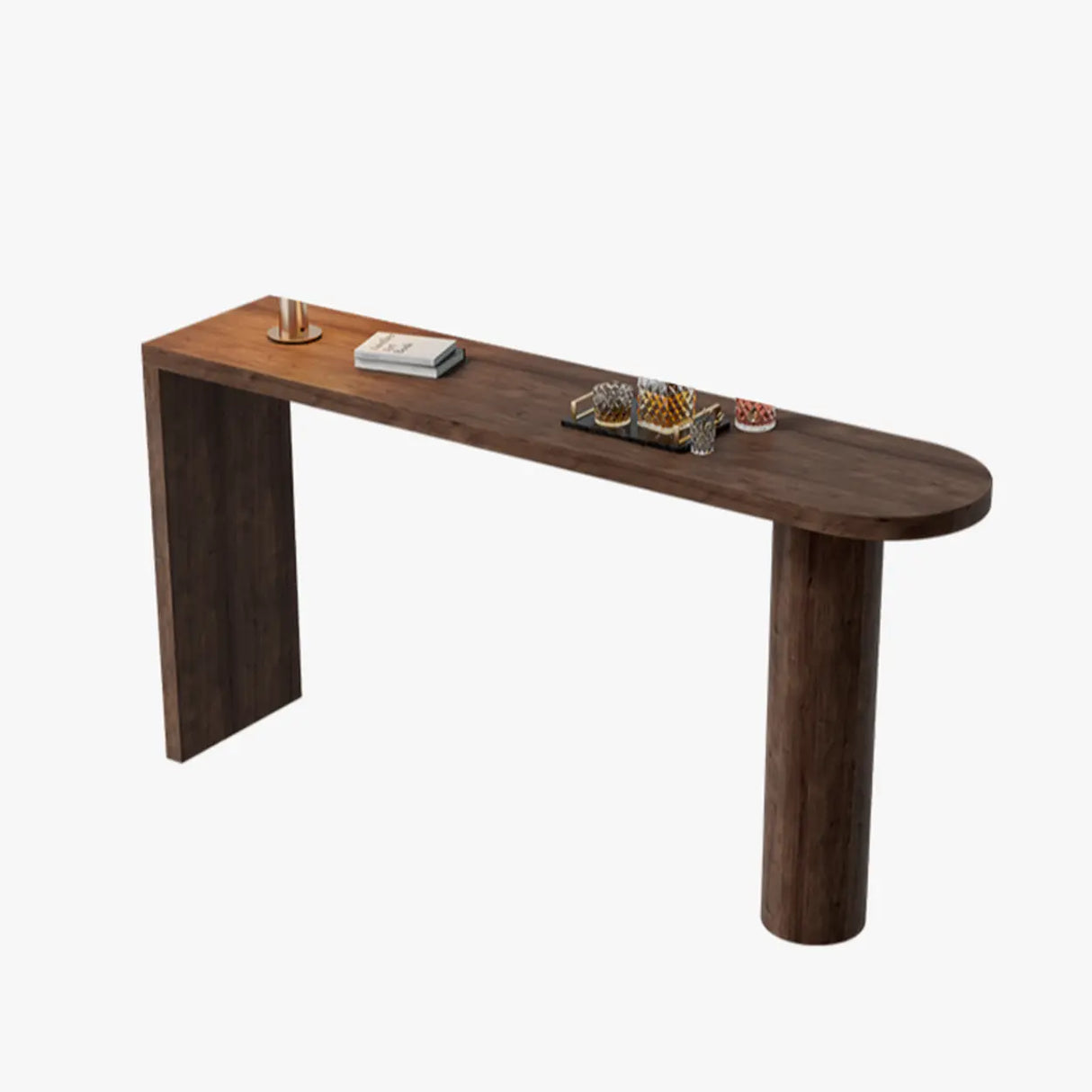 Modern Wood Bar Table Set with 2 Upholstered Stools, Brown Image - 2