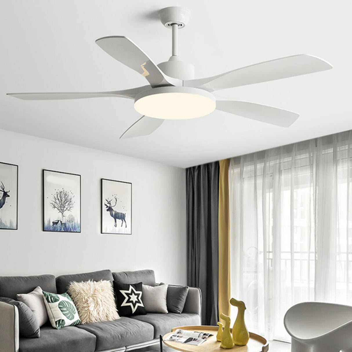 Modern Wood Ceiling Fan with Integrated LED Light Image - 5