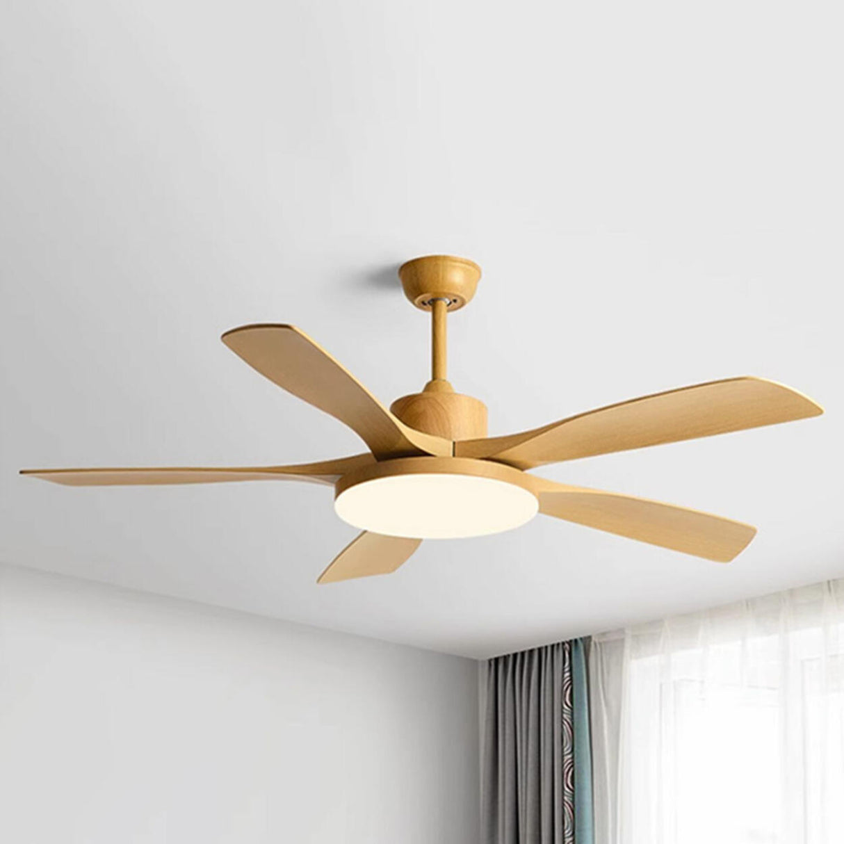 Modern Wood Ceiling Fan with Integrated LED Light Image - 7