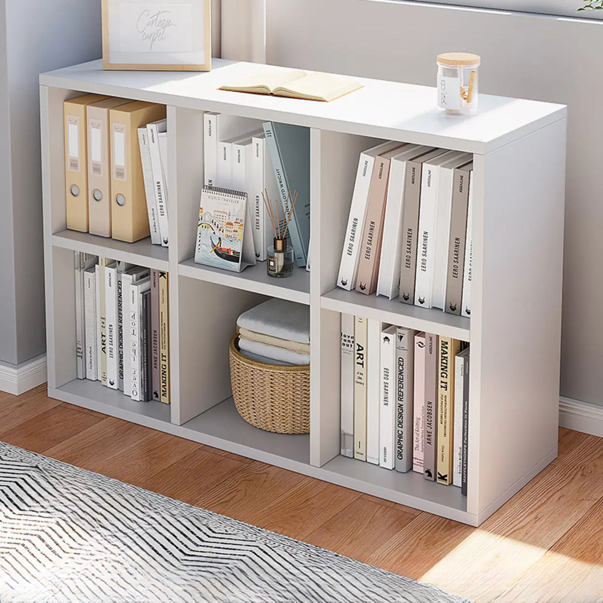 Modern Wood Closed Back Modular Storage Wide Bookcase Image - 11