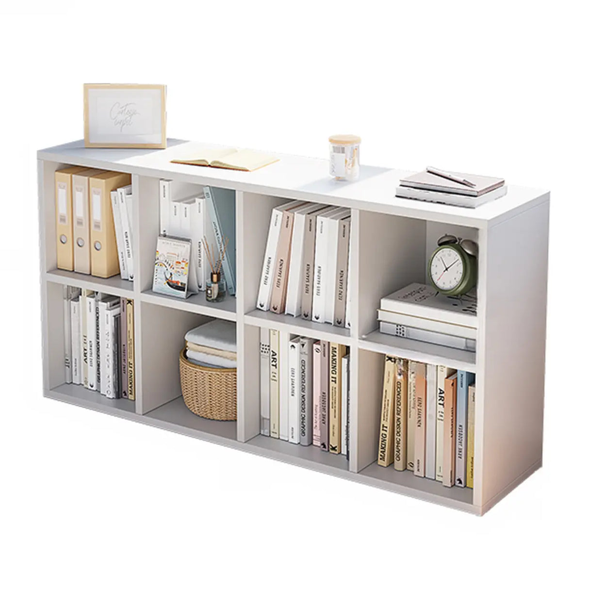 Modern Wood Closed Back Modular Storage Wide Bookcase Image - 14
