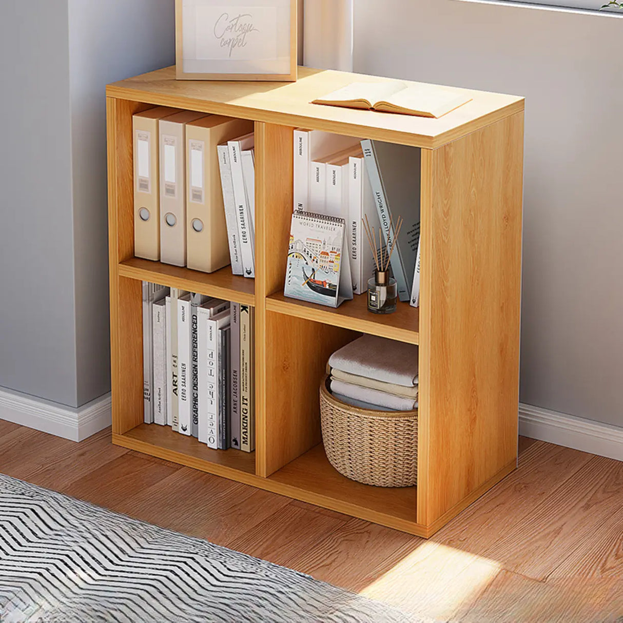 Modern Wood Closed Back Modular Storage Wide Bookcase Image - 15