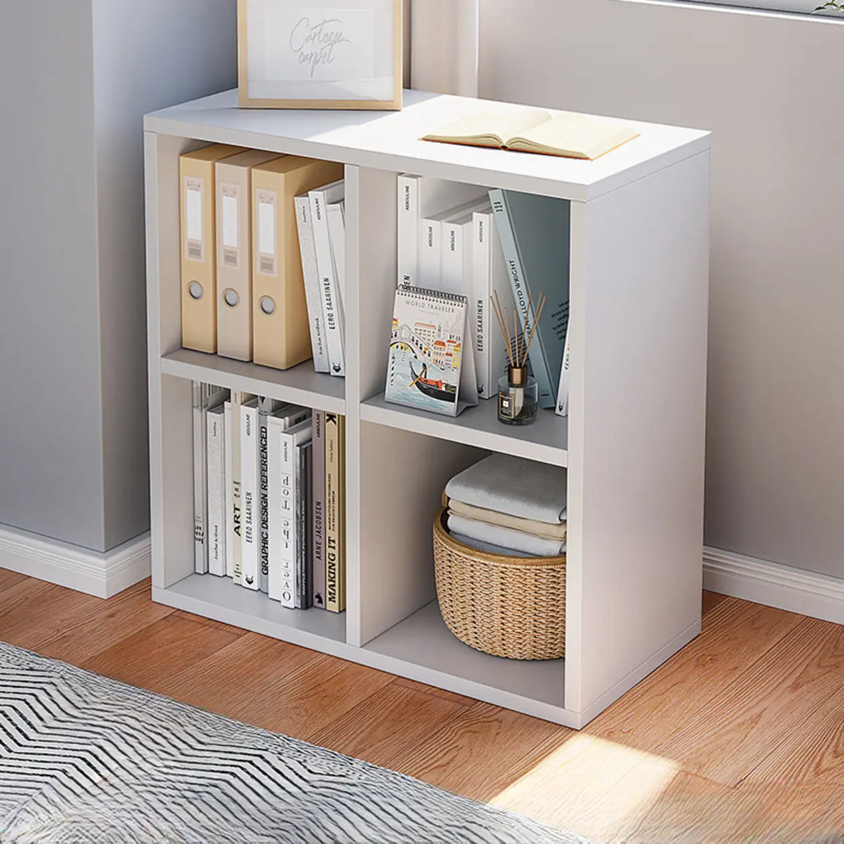 Modern Wood Closed Back Modular Storage Wide Bookcase Image - 16