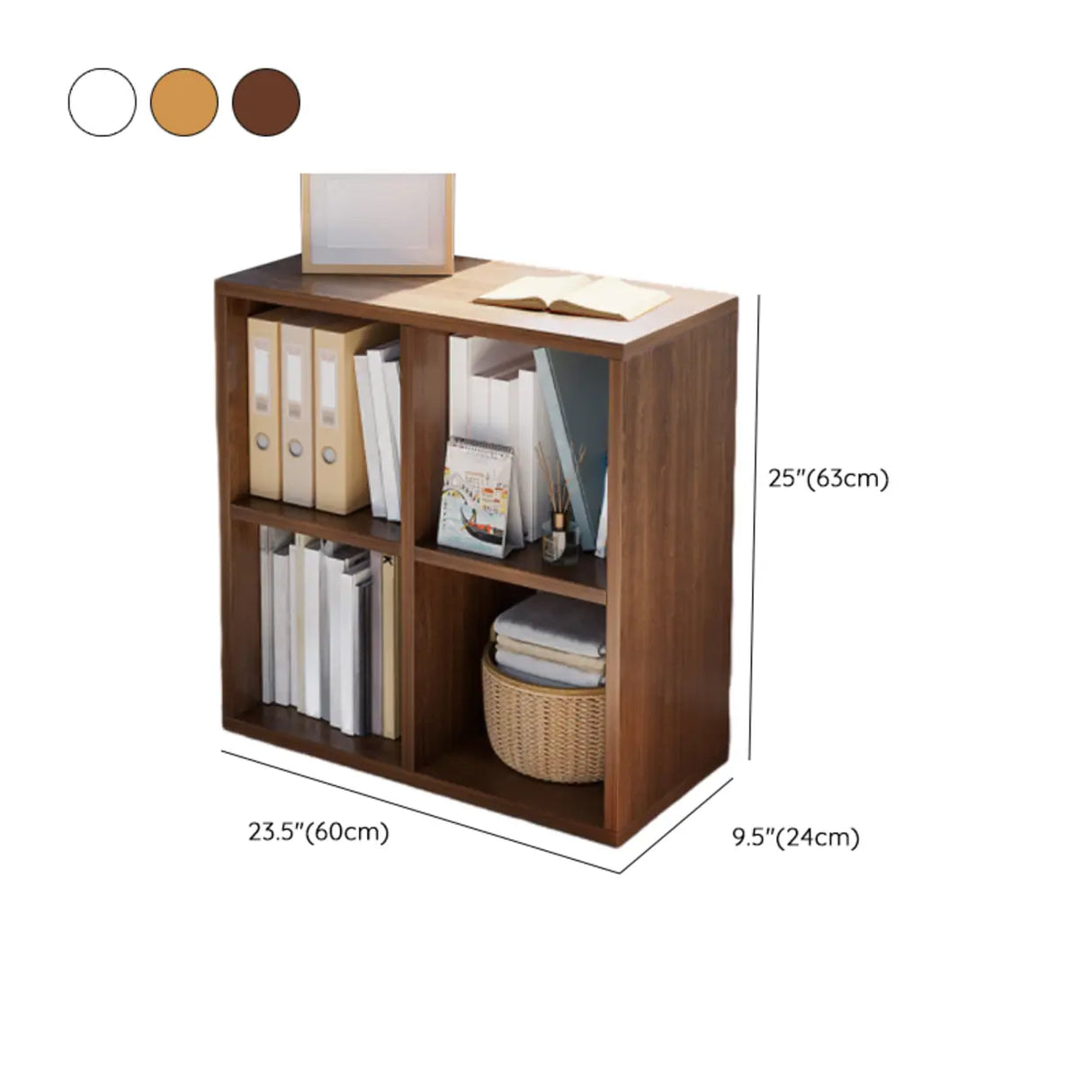 Modern Wood Closed Back Modular Storage Wide Bookcase