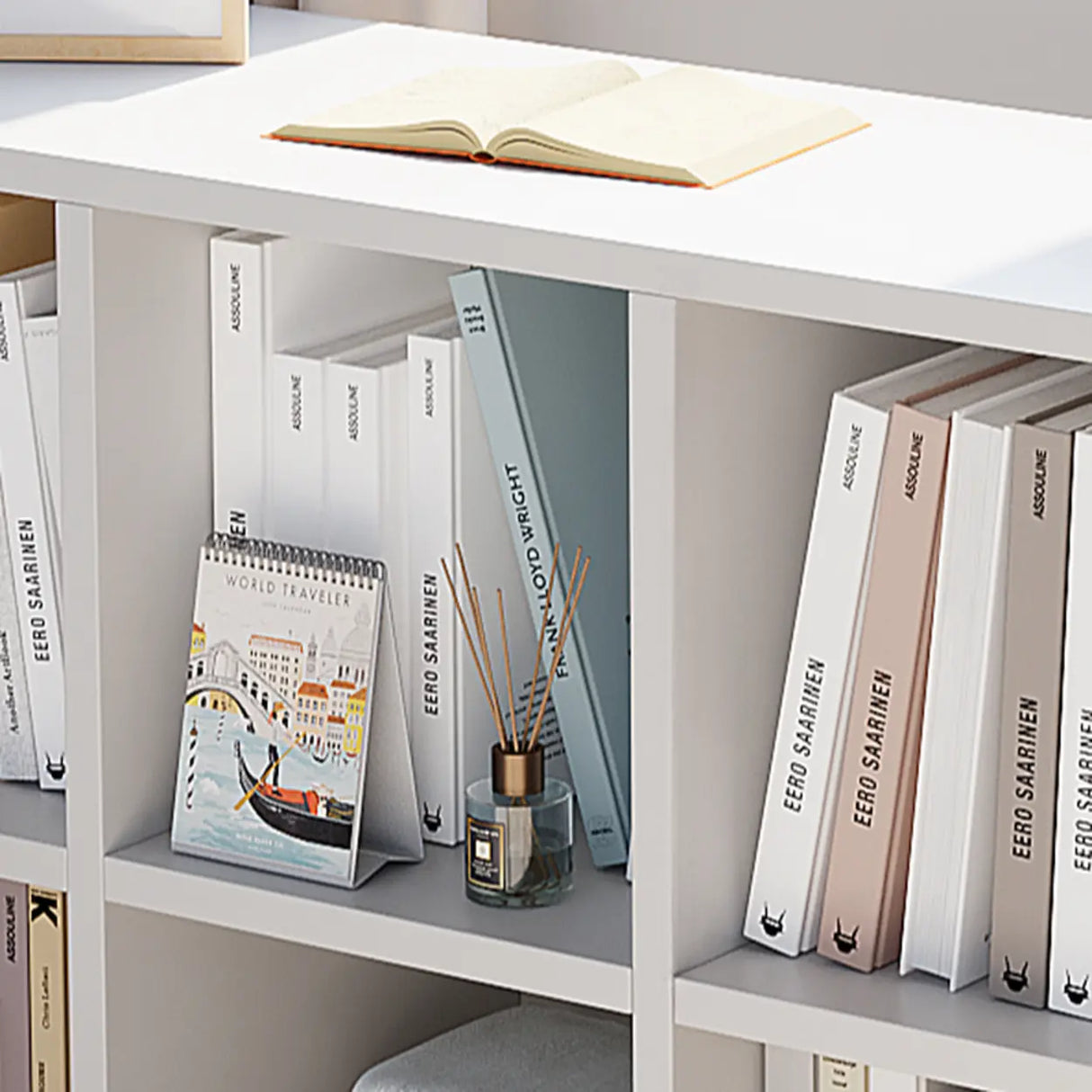 Modern Wood Closed Back Modular Storage Wide Bookcase Image - 4