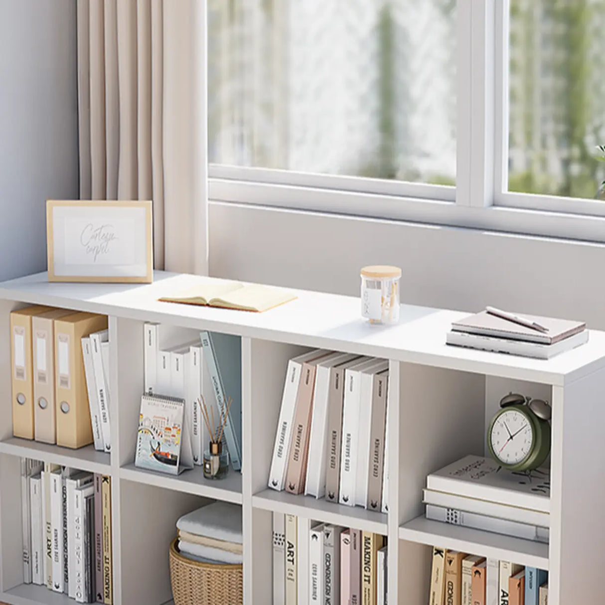 Modern Wood Closed Back Modular Storage Wide Bookcase Image - 8