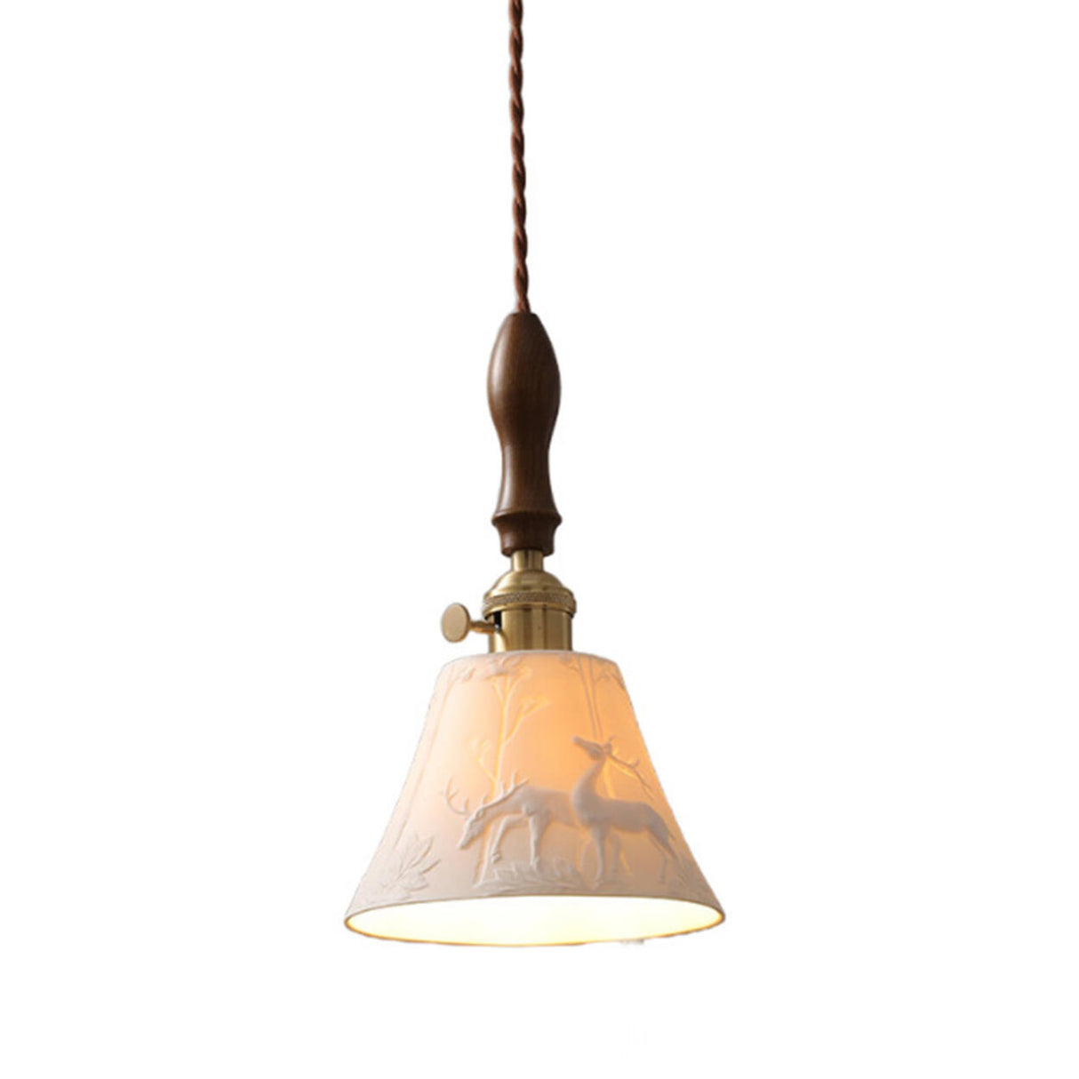 Modern Wood Cone Rope Ceramic Pendant Lights Image - 5