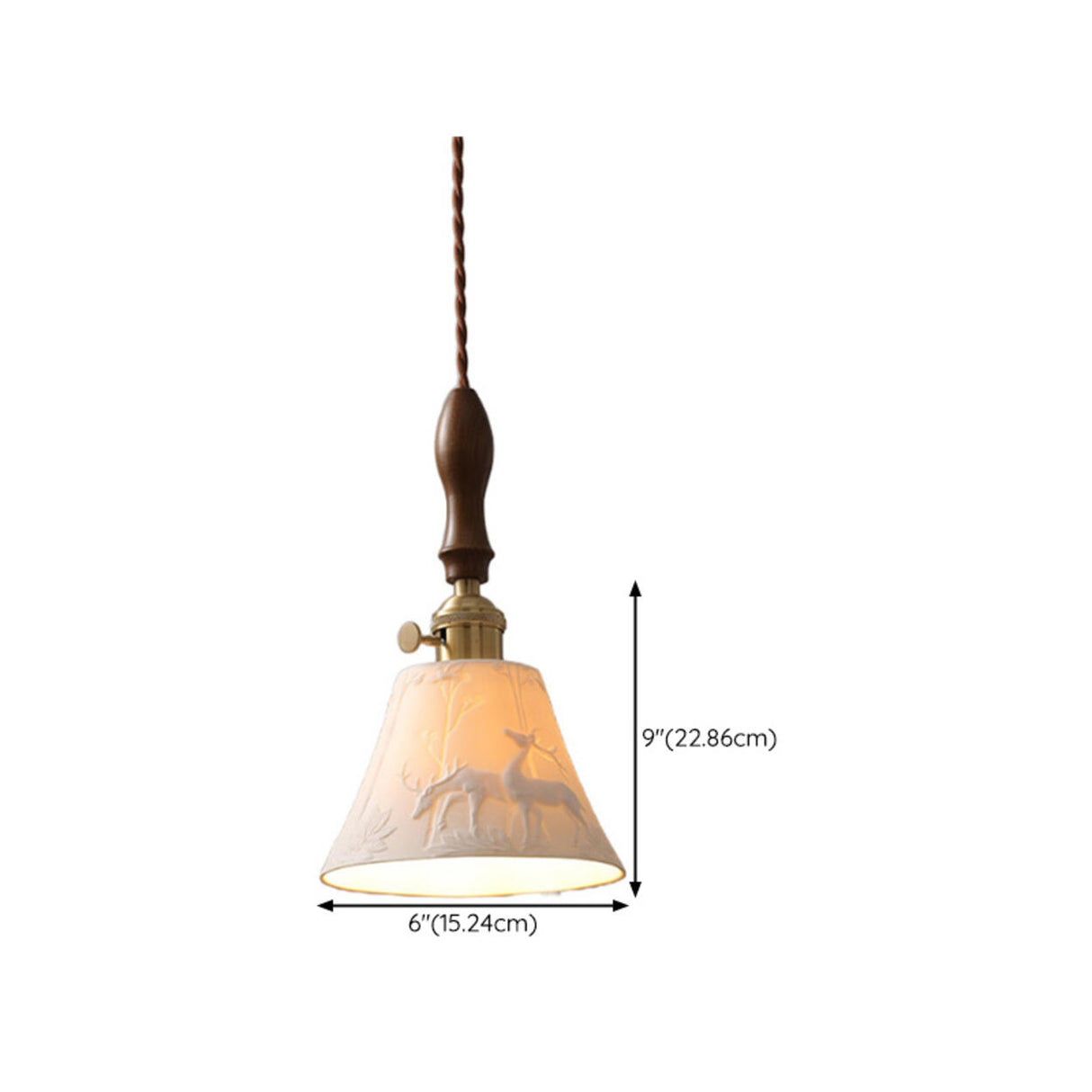 Modern Wood Cone Rope Ceramic Pendant Lights
