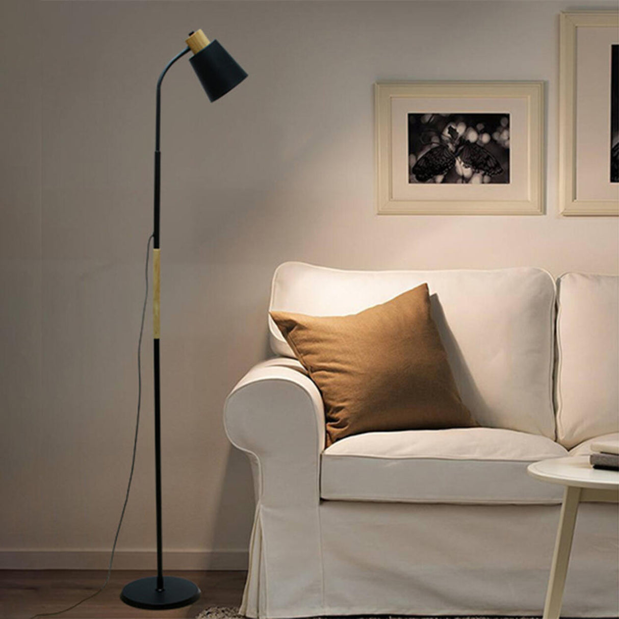 Modern Wood Dome Floor Lamp Adjustable Height Image - 17