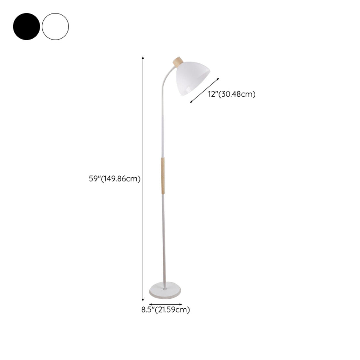 Modern Wood Dome Floor Lamp Adjustable Height