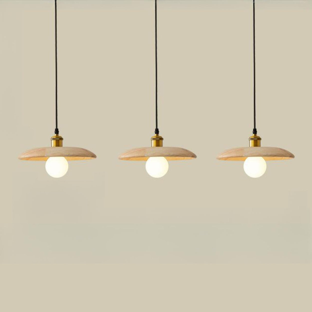 Modern Wood Flat Disc Warehouse Pendant Lights Image - 13
