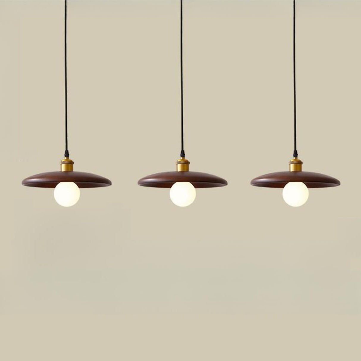 Modern Wood Flat Disc Warehouse Pendant Lights Image - 15