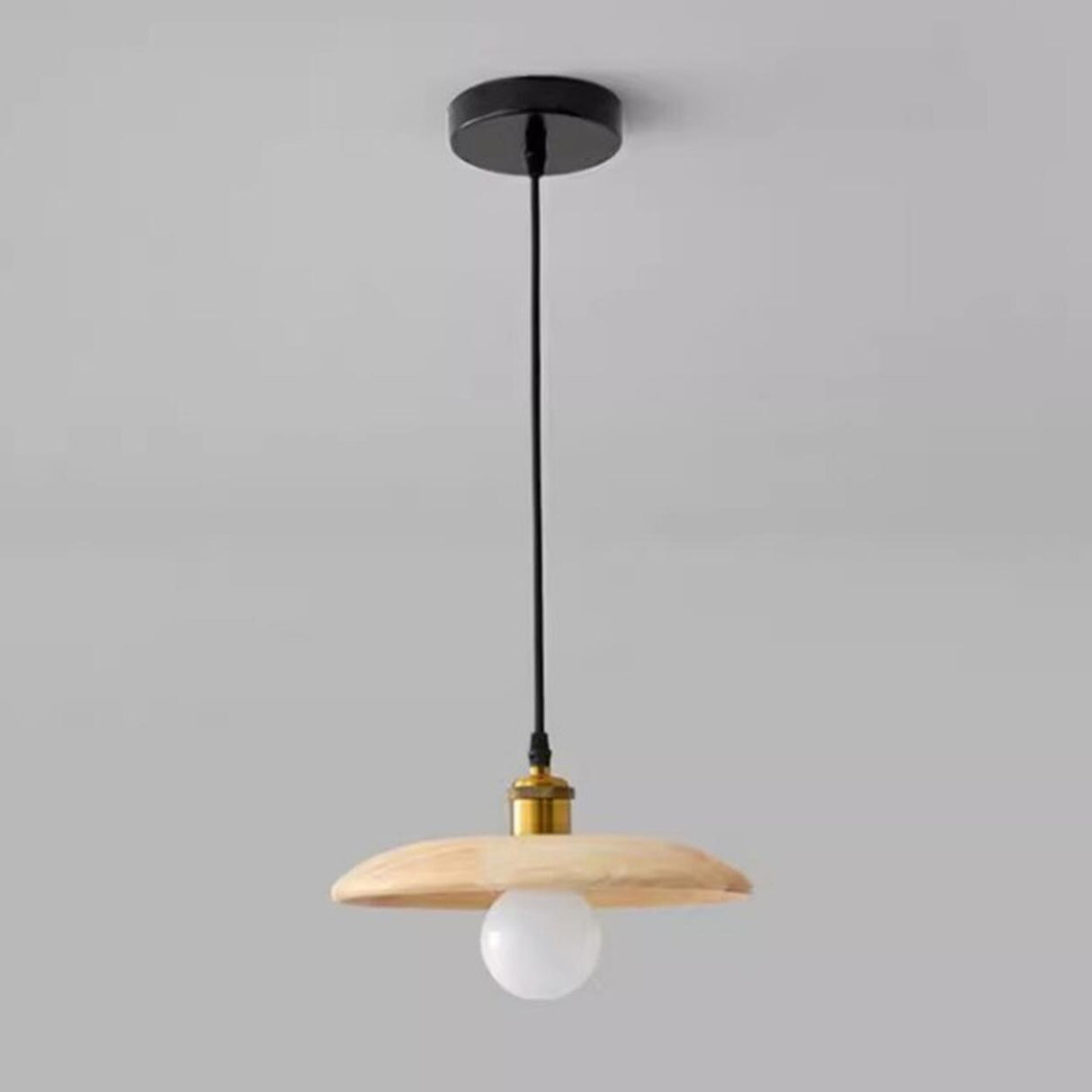 Modern Wood Flat Disc Warehouse Pendant Lights Image - 16