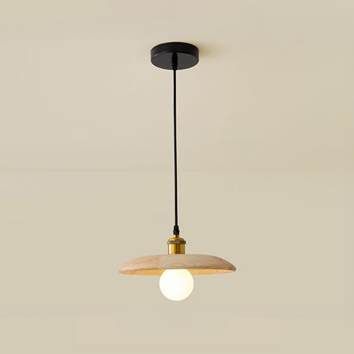 Modern Wood Flat Disc Warehouse Pendant Lights Image - 5