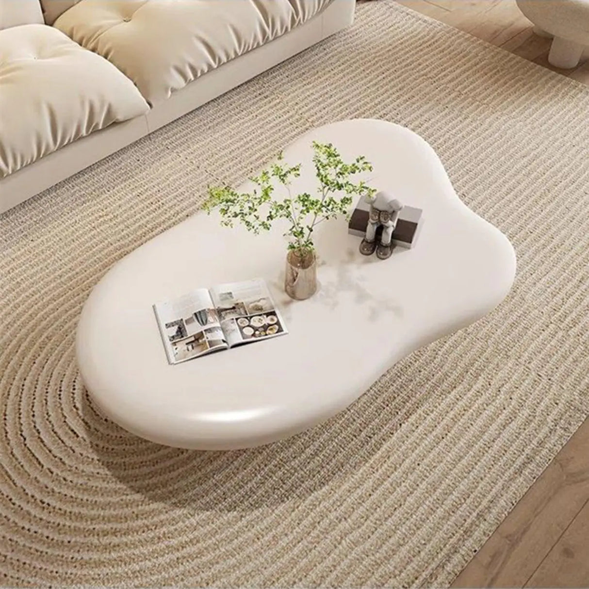 Modern Wood Free Form Coffee Table with Three Legs Image - 12