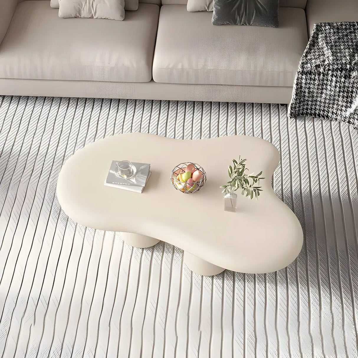 Modern Wood Free Form Coffee Table with Three Legs Image - 3