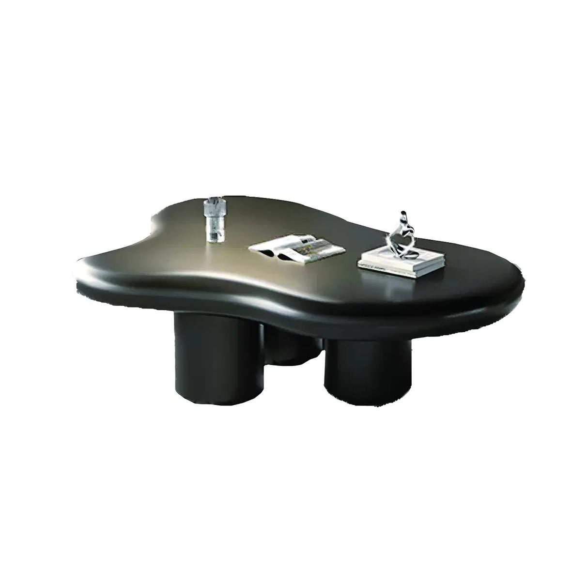 Modern Wood Free Form Coffee Table with Three Legs Image - 8