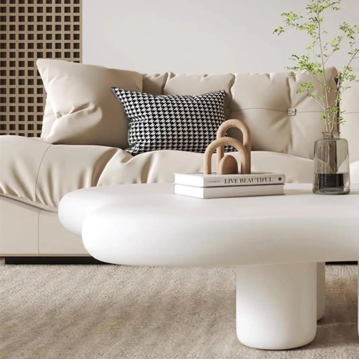 Modern Wood Free Form Coffee Table with Three Legs Image - 9