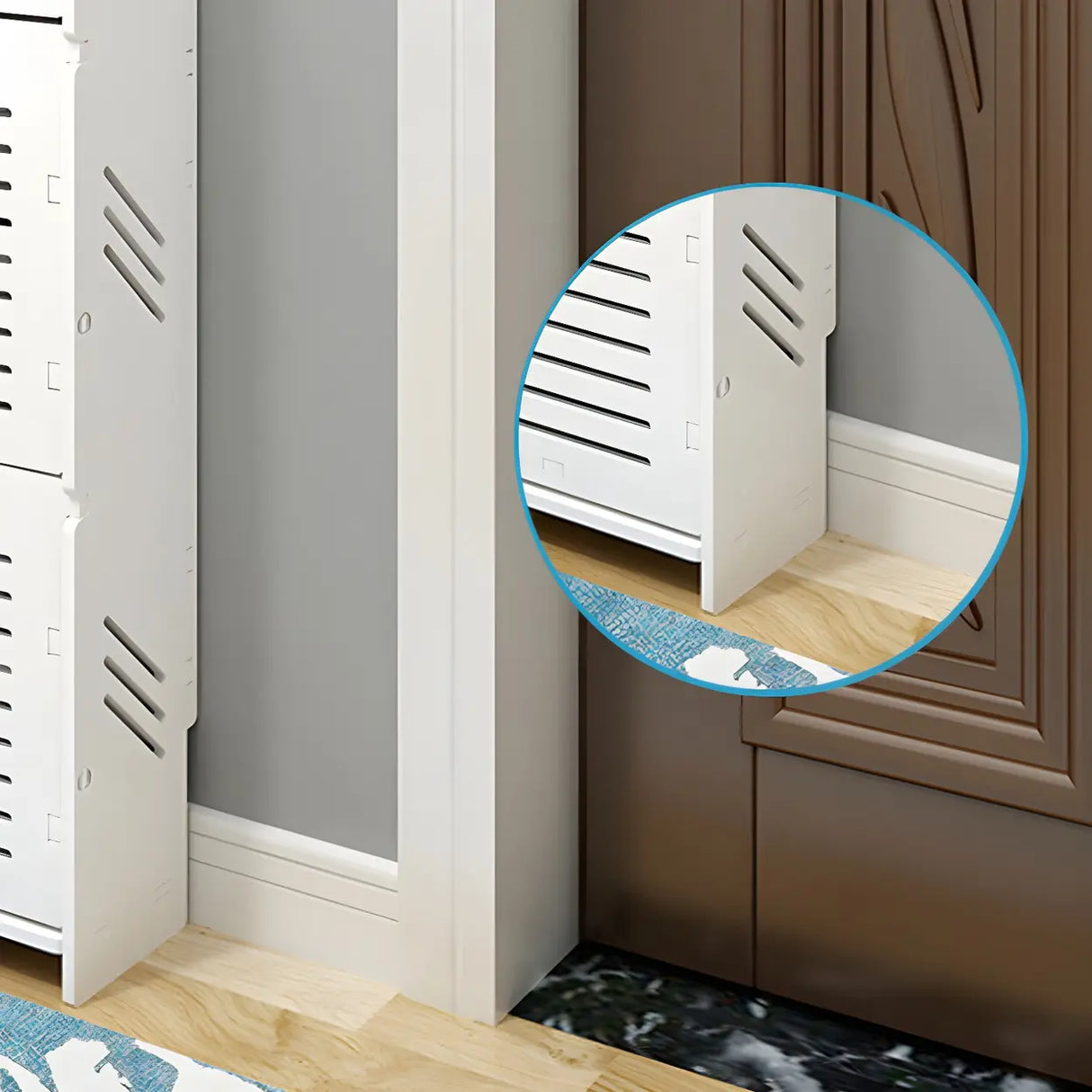 Modern Wood Free Standing White Drop Front Shoe Cabinet Image - 14