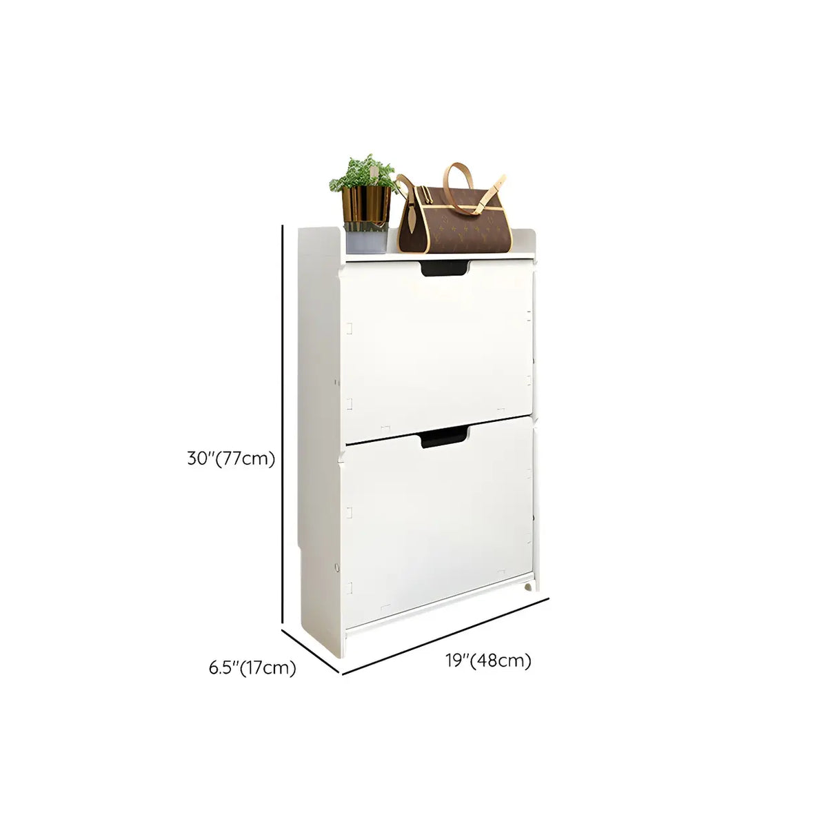 Modern Wood Free Standing White Drop Front Shoe Cabinet Image - 22