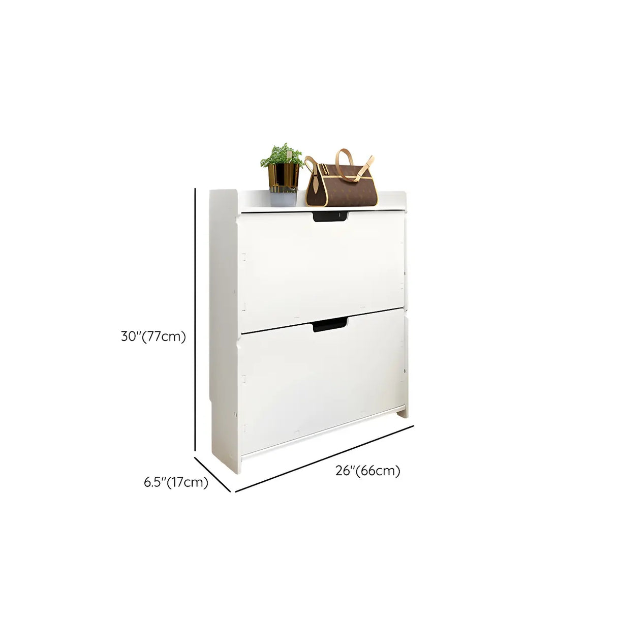 Modern Wood Free Standing White Drop Front Shoe Cabinet Image - 23