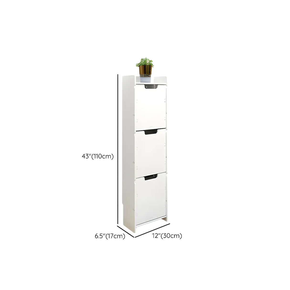 Modern Wood Free Standing White Drop Front Shoe Cabinet Image - 24