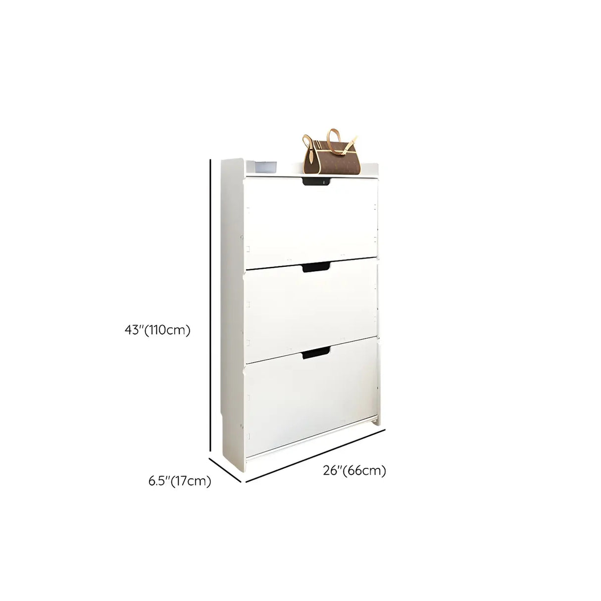 Modern Wood Free Standing White Drop Front Shoe Cabinet Image - 26