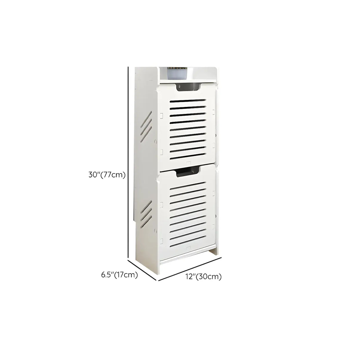 Modern Wood Free Standing White Drop Front Shoe Cabinet Image - 27