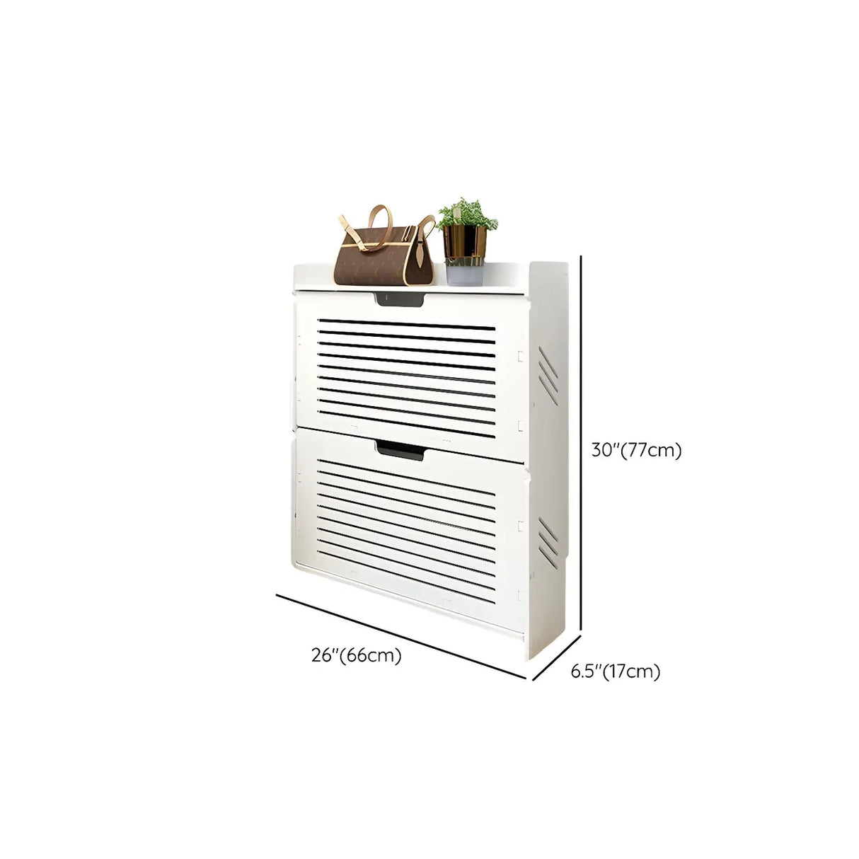 Modern Wood Free Standing White Drop Front Shoe Cabinet Image - 29