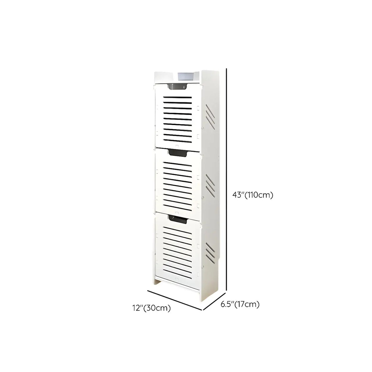 Modern Wood Free Standing White Drop Front Shoe Cabinet Image - 30