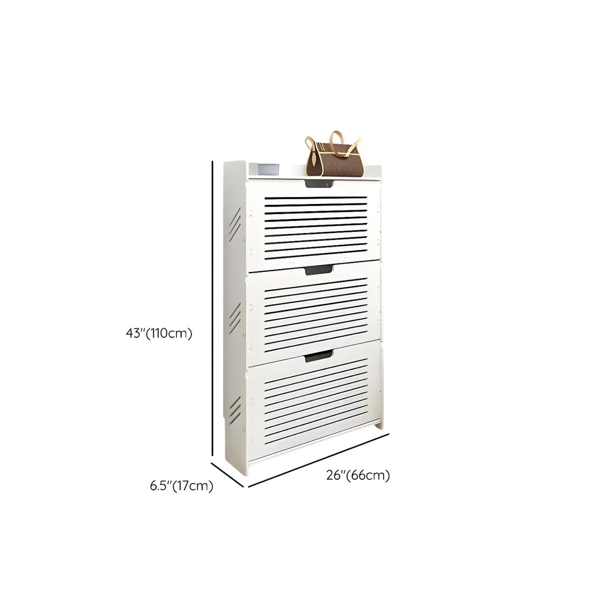 Modern Wood Free Standing White Drop Front Shoe Cabinet Image - 32