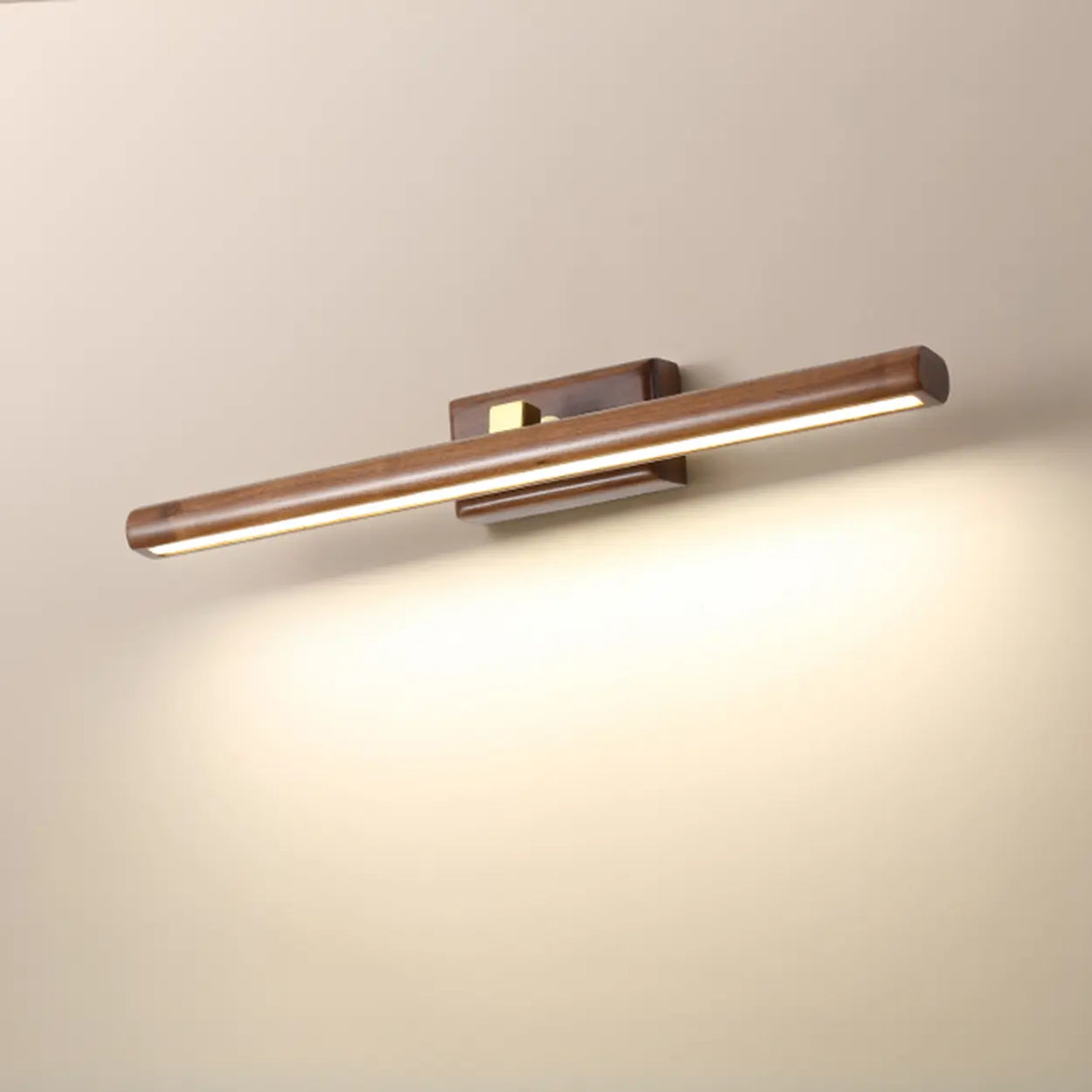 Modern Wood Grain Tube LED Bathroom Vanity Light Image - 2