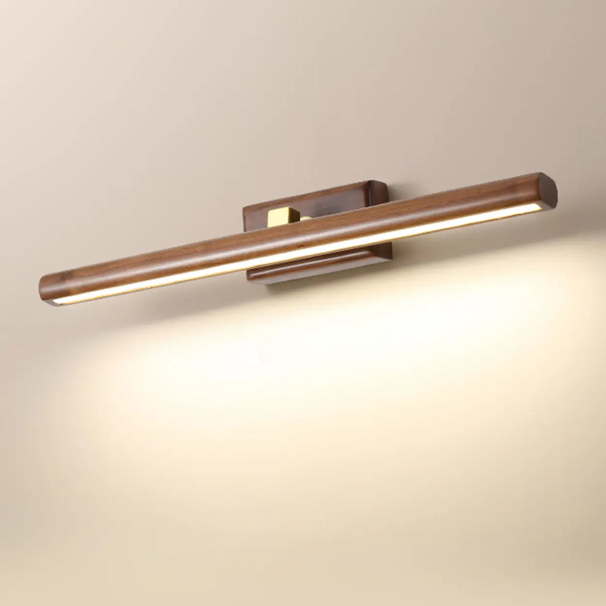 Modern Wood Grain Tube LED Bathroom Vanity Light Image - 3